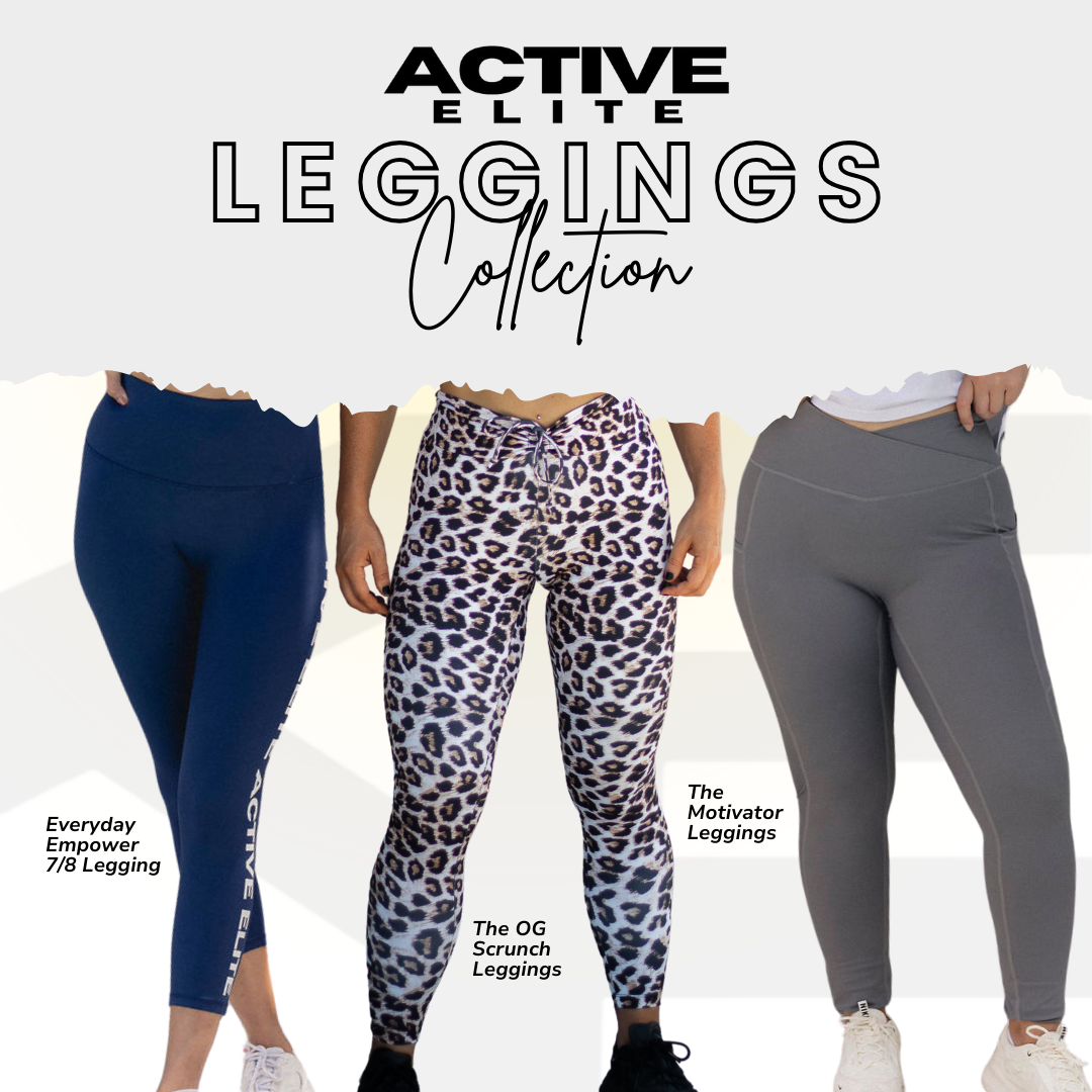 Graphic image displaying the Active Elite leggings collection