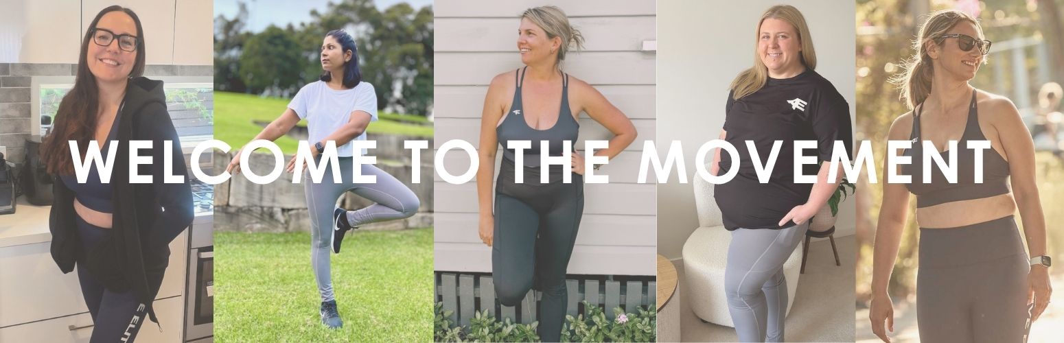 Women from the active elite community all appering happy wearing their body positive activewear