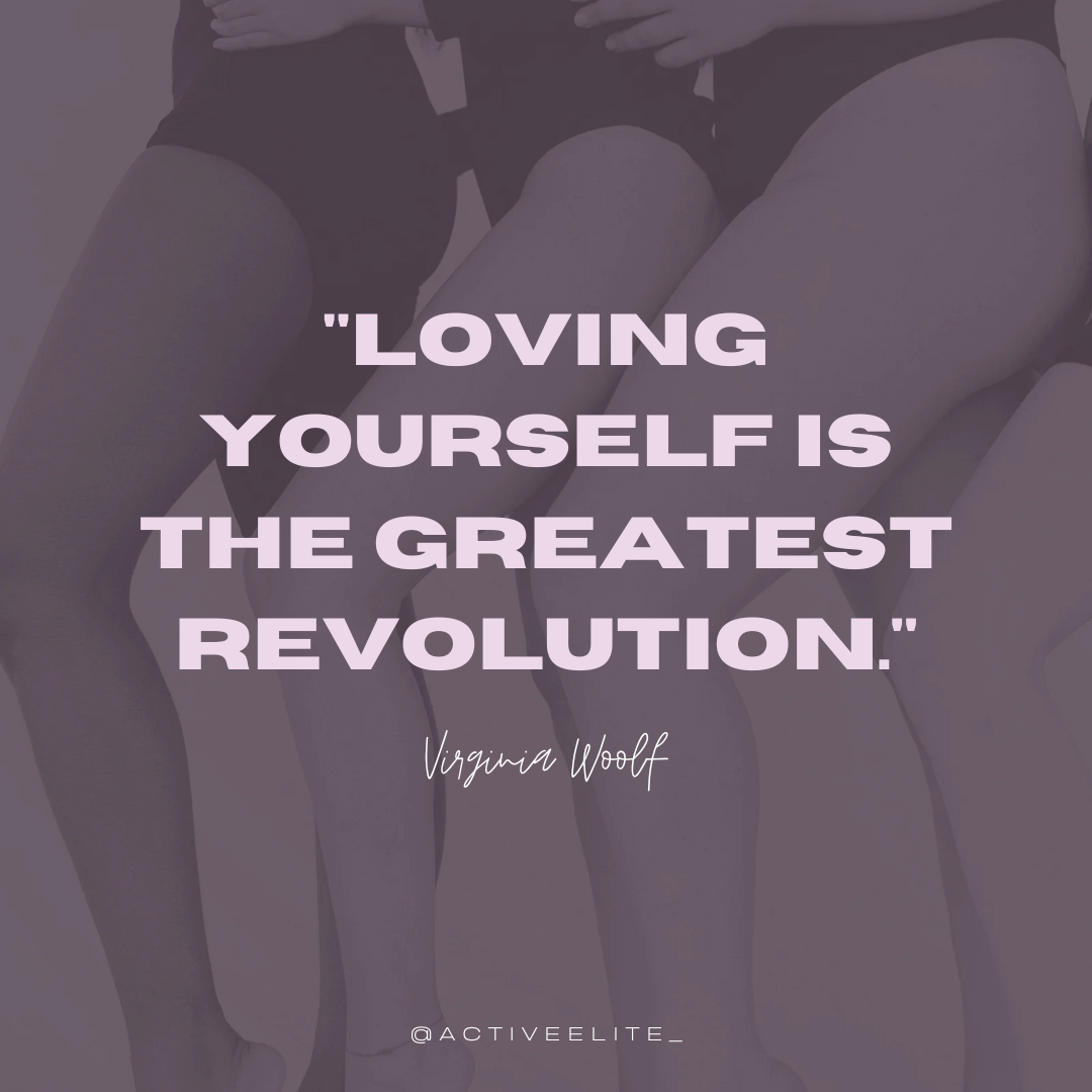 A motivational quote in a bold design: "Loving Yourself is the Greatest Revolution" by Vironika Tugaleva, reminding us of the importance of self-love.