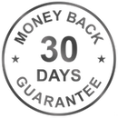 Money back guarantee stamp with '30 days' text