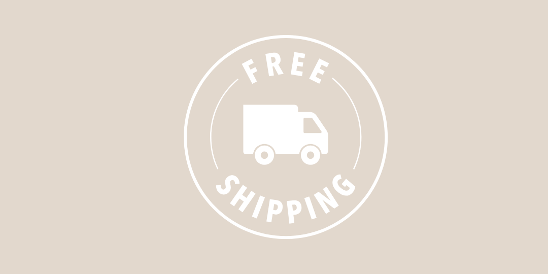 Free shipping logo on a beige background